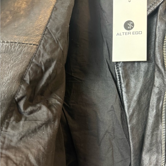 Black 100% Sheep Leather Moto/Biker Jacket - Picture 8 of 11